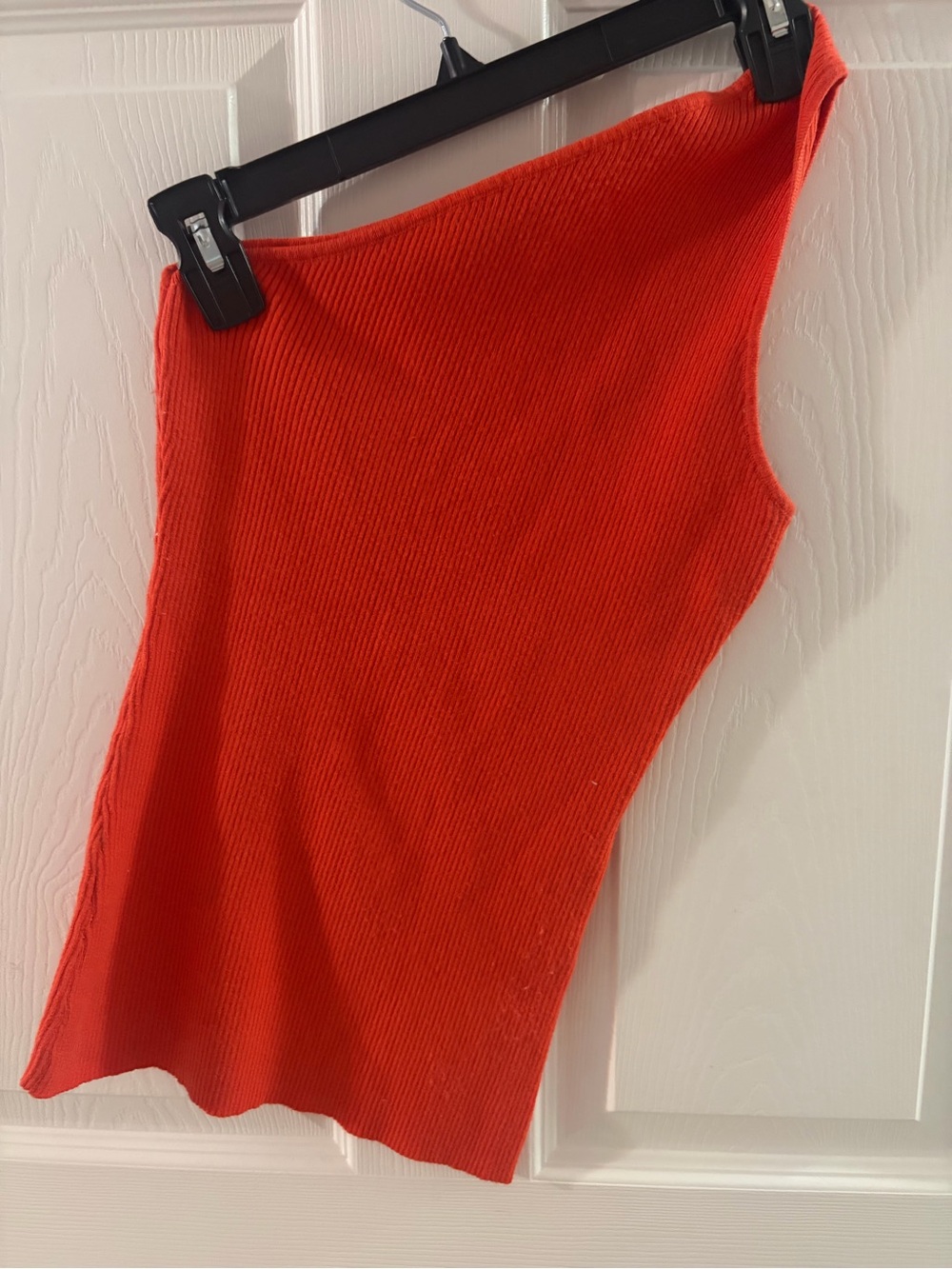 Red One-Shoulder Ribbed Tank Top - Women